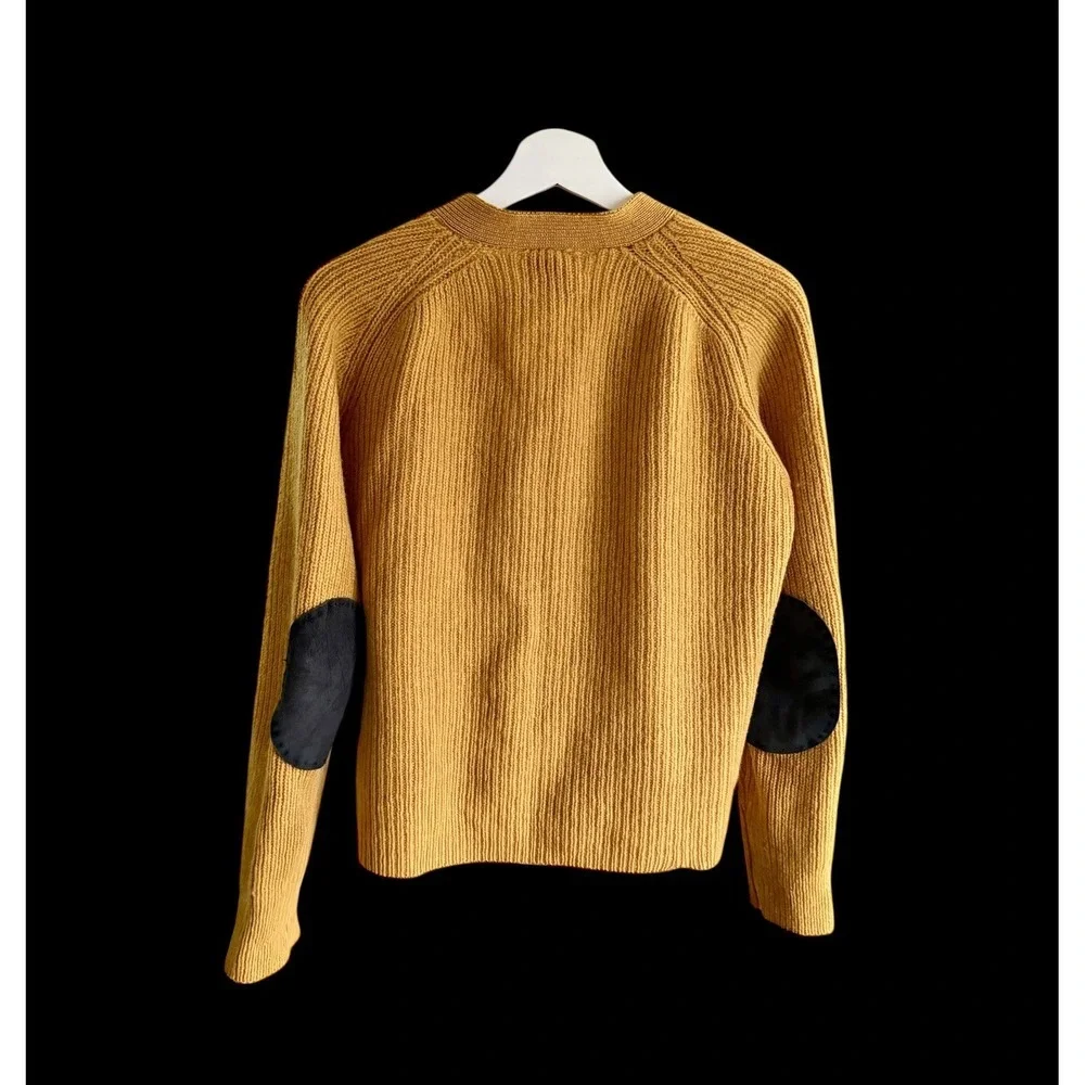 Vintage Capper & Capper Shetland Wool Cardigan‎ Button Front Sz 40 Mustard Flaw